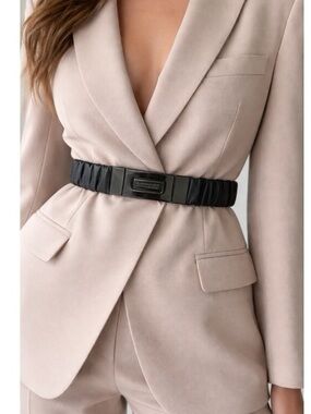 Burberry Black Leather Stretch Waist Belt Made in Italy